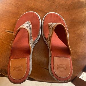 Coach Orange and Tan Alisha Wedge Sandals